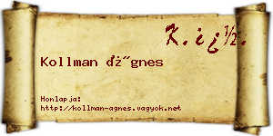 Kollman Ágnes névjegykártya