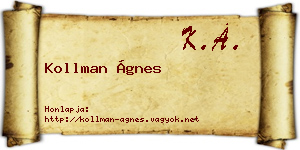 Kollman Ágnes névjegykártya